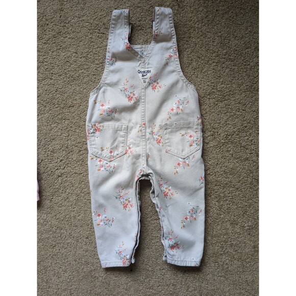 Bundle 2 OshKoshB’Gosh Girls Overalls 6 Months Green Long pink Short Excellent - Picture 10 of 13